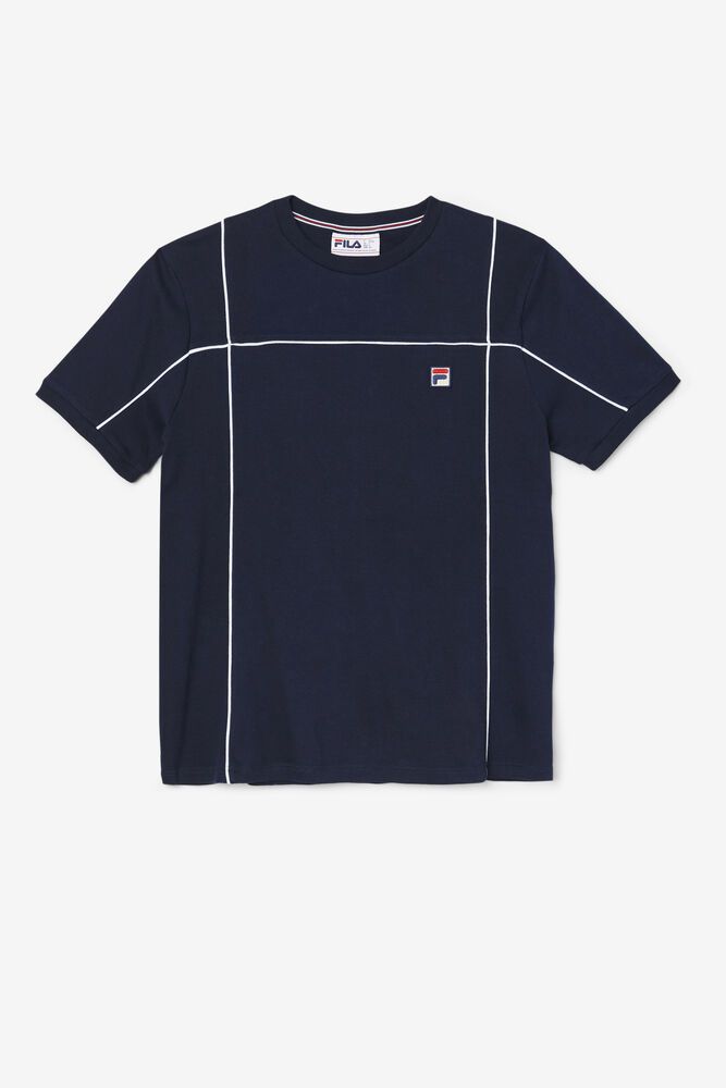 Fila T-Shirt Mens Navy Terrinda Crew - Ireland 50892-GNMP